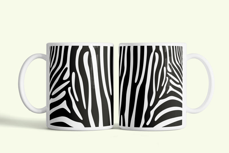 Zebra bögre, fehér kerámia, egyedi nyomtatott mintával