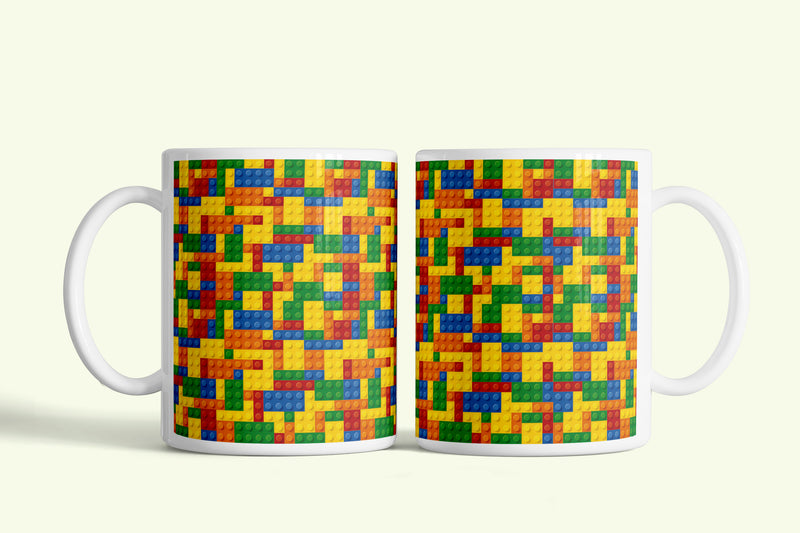 Lego mintás bögre, fehér kerámia, egyedi nyomtatott mintával
