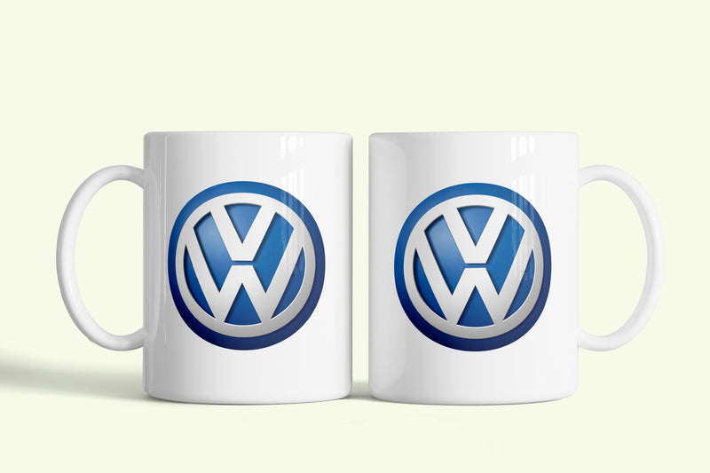 VW bögre, fehér kerámia, egyedi nyomtatott mintával