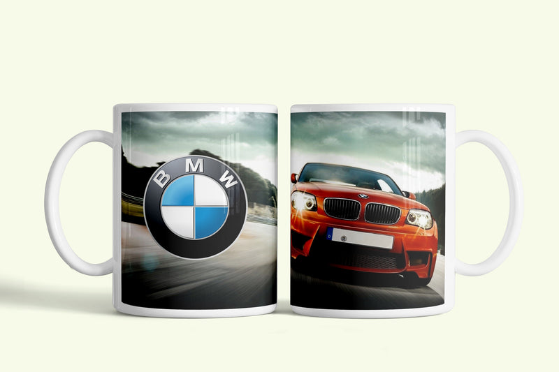 BMW bögre narancs 1-es sorozattal, fehér kerámia, egyedi nyomtatott mintával