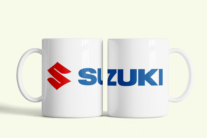Suzuki bögre, fehér kerámia, egyedi nyomtatott mintával