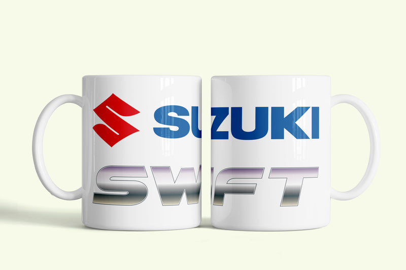Suzuki Swift bögre, fehér kerámia, egyedi nyomtatott mintával