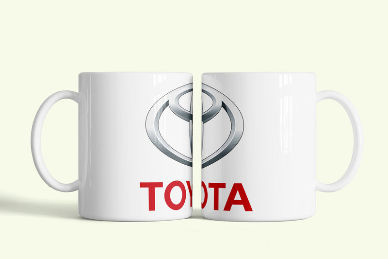 Toyota bögre, fehér kerámia, egyedi nyomtatott mintával