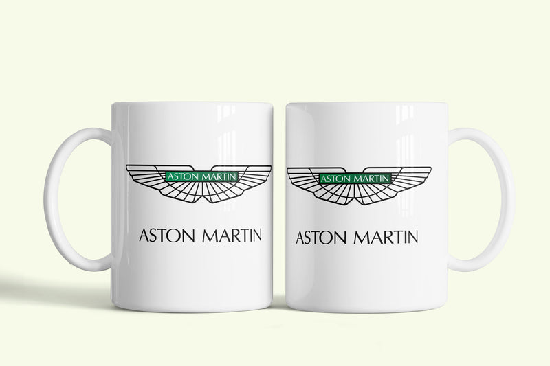 Aston Martin bögre, fehér kerámia, egyedi nyomtatott mintával