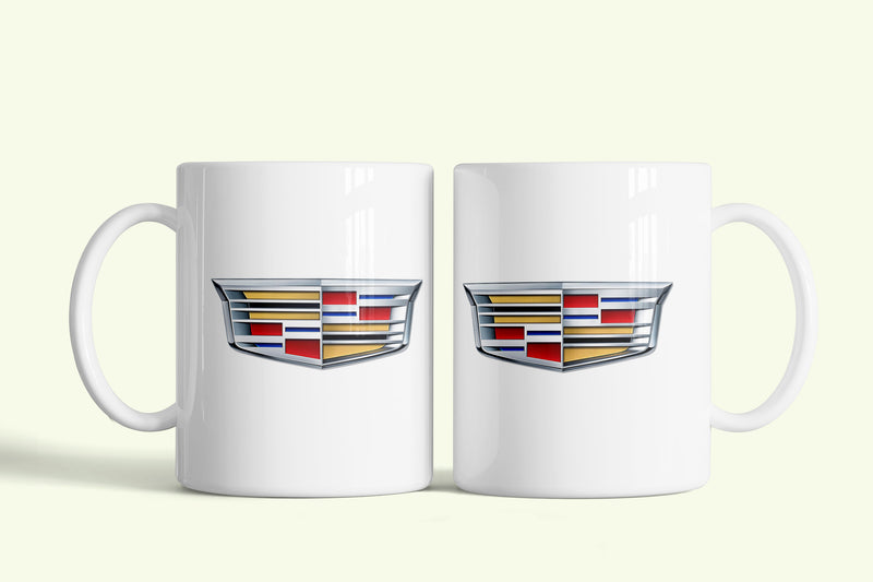 Cadillac bögre, fehér kerámia, egyedi nyomtatott mintával