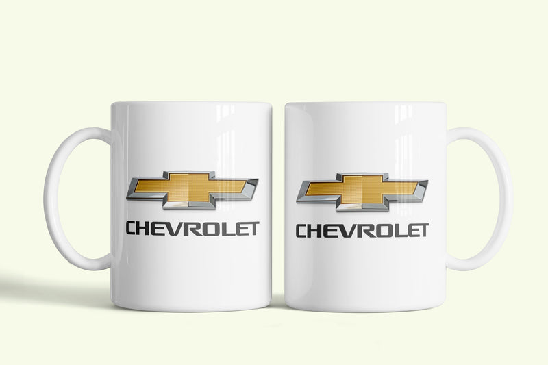 Chevrolet bögre, fehér kerámia, egyedi nyomtatott mintával