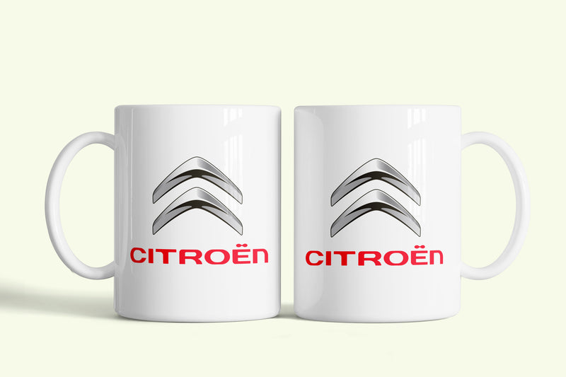 Citroën bögre, fehér kerámia, egyedi nyomtatott mintával