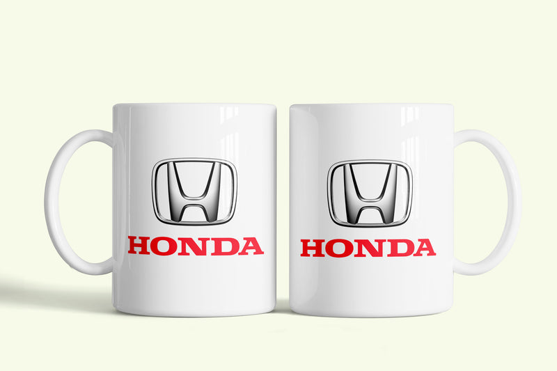 Honda bögre, fehér kerámia, egyedi nyomtatott mintával