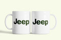 Jeep bögre, fehér kerámia, egyedi nyomtatott mintával