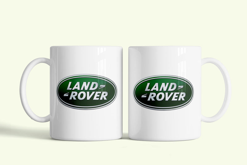 Land Rover bögre, fehér kerámia, egyedi nyomtatott mintával