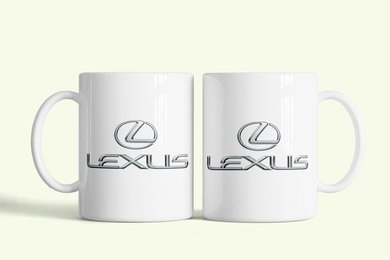 Lexus bögre, fehér kerámia, egyedi nyomtatott mintával