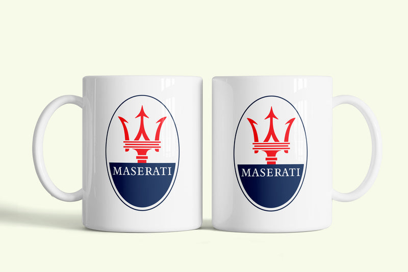 Maserati bögre, fehér kerámia, egyedi nyomtatott mintával