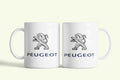 Peugeot bögre, fehér kerámia, egyedi nyomtatott mintával
