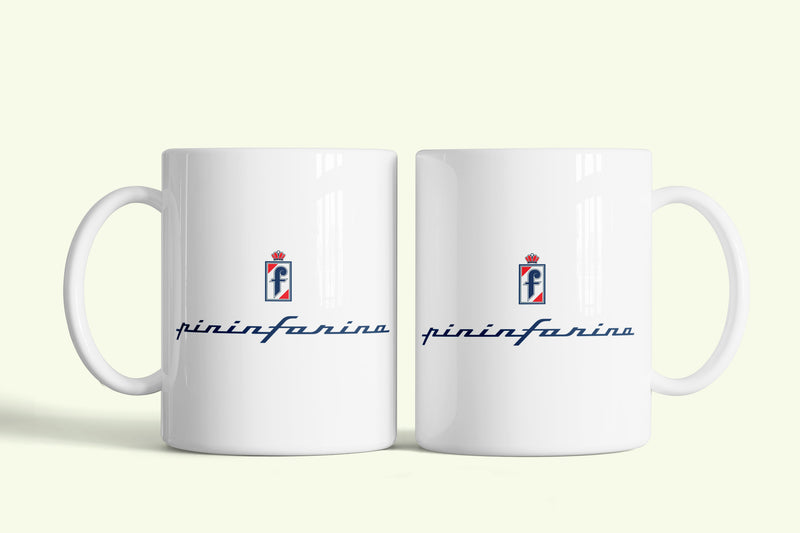 Pininfarina bögre, fehér kerámia, egyedi nyomtatott mintával