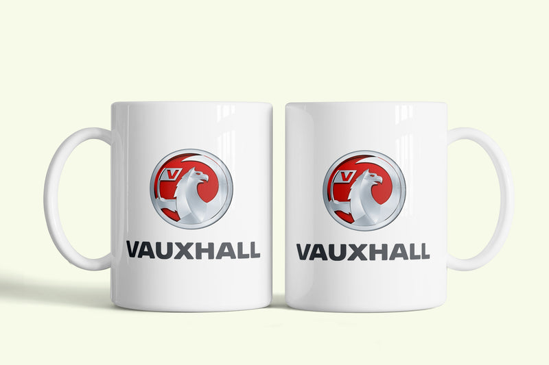 Vauxhall bögre, fehér kerámia, egyedi nyomtatott mintával