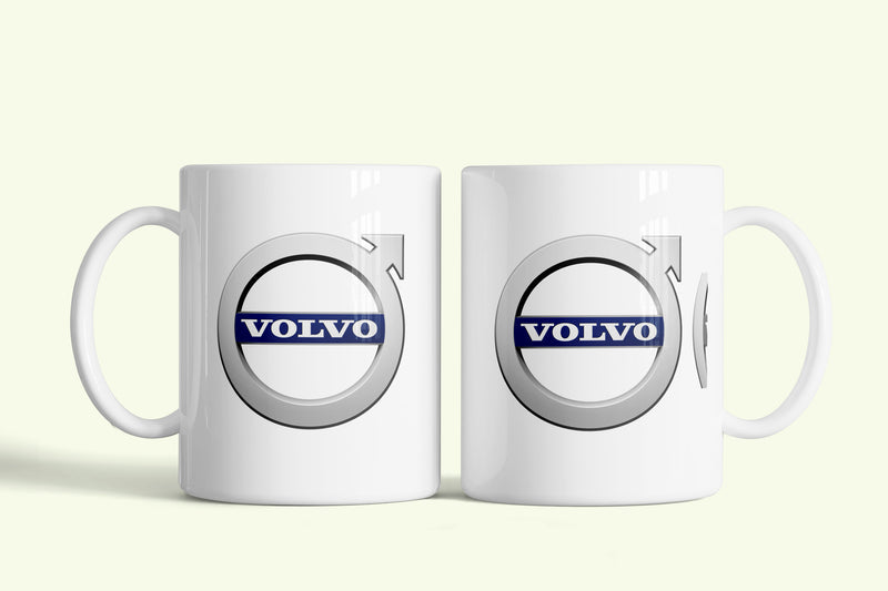 Volvo bögre, fehér kerámia, egyedi nyomtatott mintával