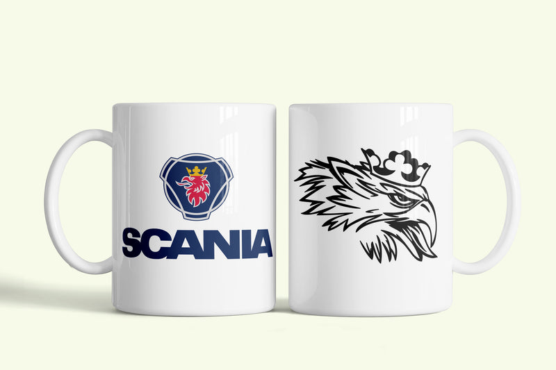 Scania Trucks bögre, fehér kerámia, egyedi nyomtatott mintával