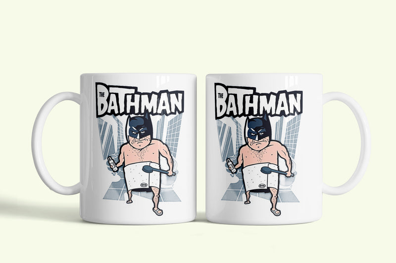 Batman - Bathman fürdőszoba bögre, fehér kerámia, egyedi nyomtatott mintával