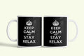 Keep Calm and Stay Relax bögre, fehér kerámia, egyedi nyomtatott mintával