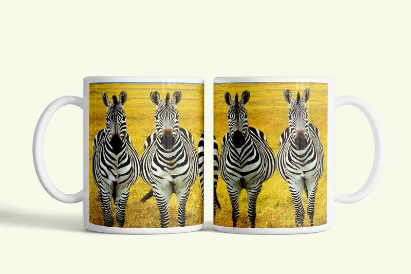 Zebra popsi bögre, fehér kerámia, egyedi nyomtatott mintával