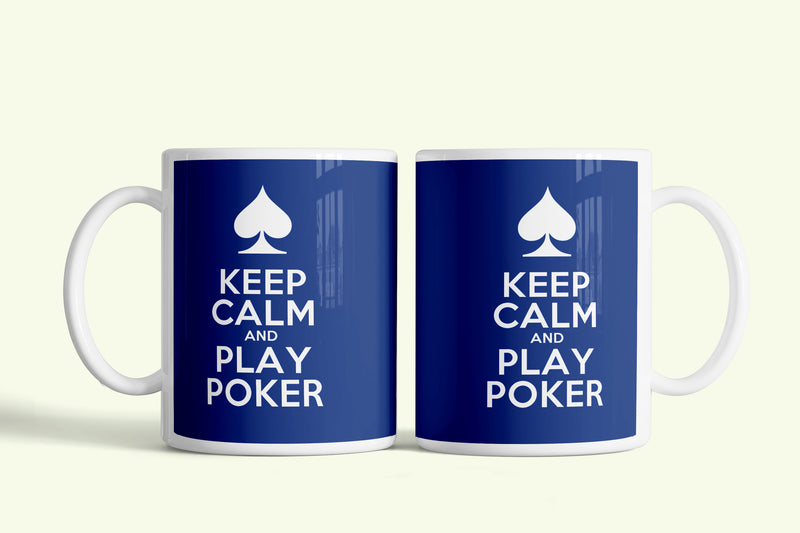Keep Calm and Play Poker bögre, fehér kerámia, egyedi nyomtatott mintával