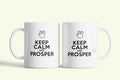 Keep Calm and Prosper bögre több színben, fehér kerámia, egyedi nyomtatott mintával
