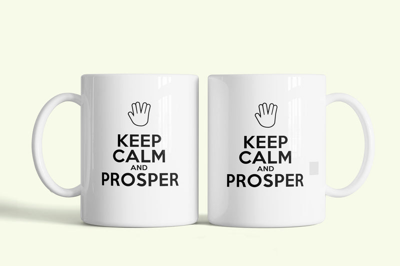 Keep Calm and Prosper bögre több színben, fehér kerámia, egyedi nyomtatott mintával