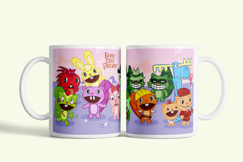 Happy Tree Friends bögre, fehér kerámia, egyedi nyomtatott mintával