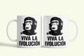 Viva la Evolucion! bögre, fehér kerámia, egyedi nyomtatott mintával