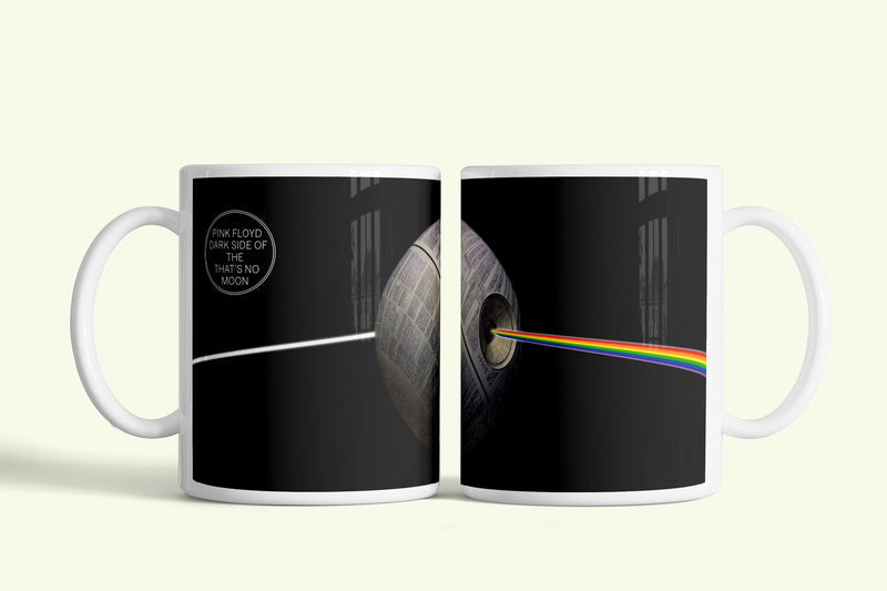 Dark Side of the That's no moon bögre, fehér kerámia, egyedi nyomtatott mintával