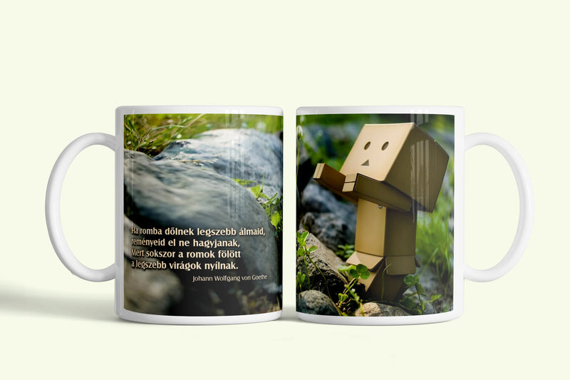 Ha romba dőlnek legszebb álmaid... - Danbo bögre, fehér kerámia, egyedi nyomtatott mintával