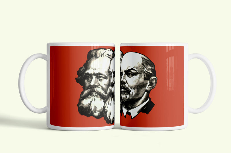 Marx, Engels, Lenin bögre, fehér kerámia, egyedi nyomtatott mintával