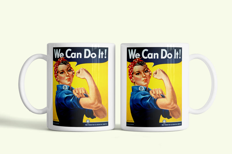 We can do it! bögre, fehér kerámia, egyedi nyomtatott mintával