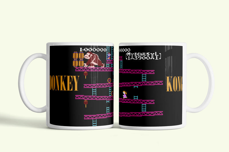 Donkey Kong bögre, fehér kerámia, egyedi nyomtatott mintával