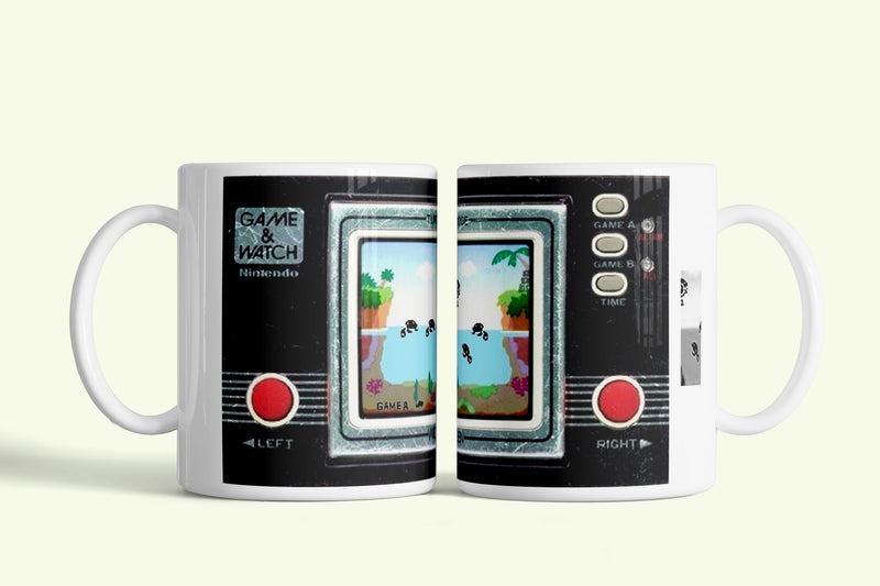Kvarcjáték bögre fekete Game & Watch konzollal, fehér kerámia, egyedi nyomtatott mintával