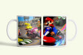 Super Mario kart bögre, fehér kerámia, egyedi nyomtatott mintával