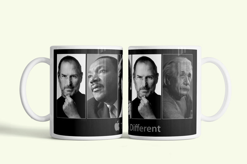 Apple - Think different bögre, fehér kerámia, egyedi nyomtatott mintával