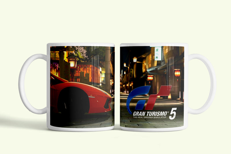 Gran Turismo - Lamborghini bögre, fehér kerámia, egyedi nyomtatott mintával