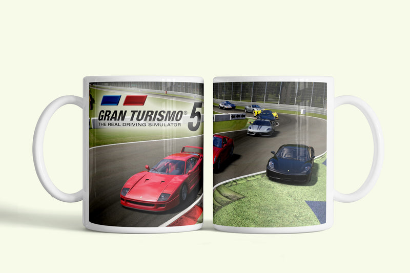 Gran Turismo - Autók a pályán bögre, fehér kerámia, egyedi nyomtatott mintával