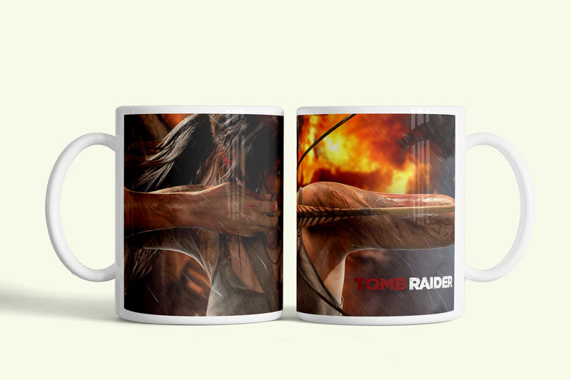Tomb Raider - Lara Croft bögre, fehér kerámia, egyedi nyomtatott mintával