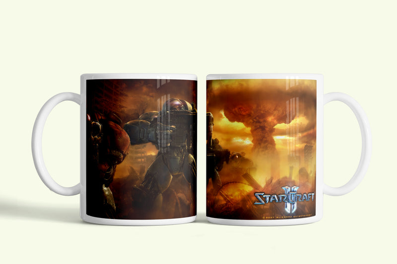 Starcraft 2 bögre, fehér kerámia, egyedi nyomtatott mintával