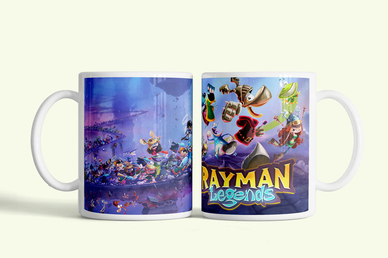 Rayman bögre, fehér kerámia, egyedi nyomtatott mintával
