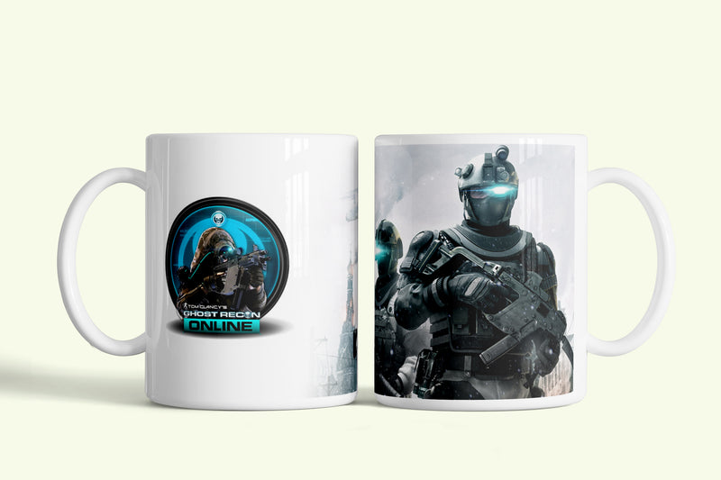 Ghost Recon bögre, fehér kerámia, egyedi nyomtatott mintával
