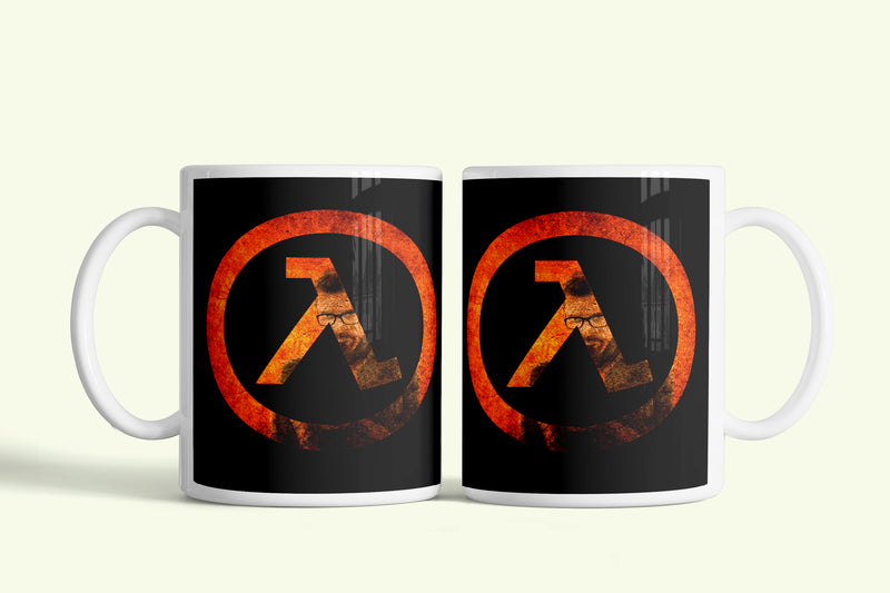 Half Life Gordon Freeman bögre, fehér kerámia, egyedi nyomtatott mintával
