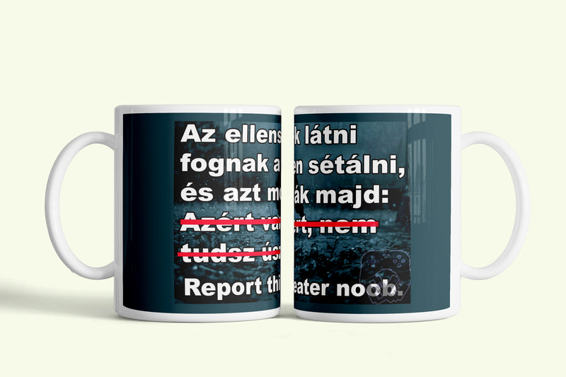 Cheater bögre, fehér kerámia, egyedi nyomtatott mintával