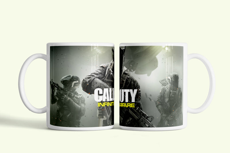 Call of Duty bögre Infinite Warfare, fehér kerámia, egyedi nyomtatott mintával