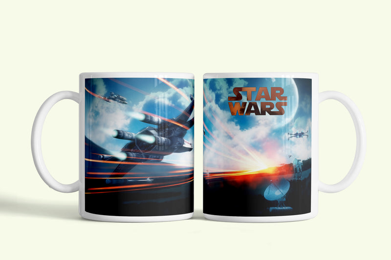 Star Wars Battlefront bögre űrcsata jelenettel, fehér kerámia, egyedi nyomtatott mintával