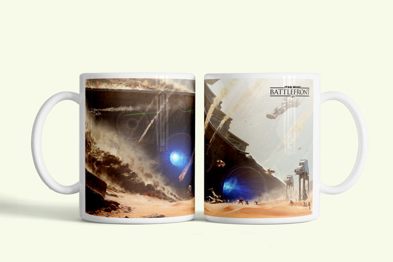 Star Wars Battlefront bögre sivatagi Jakku csatával, fehér kerámia, egyedi nyomtatott mintával