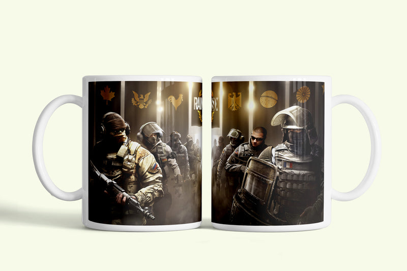 Tom Clancy's Rainbow Six Siege bögre, fehér kerámia, egyedi nyomtatott mintával