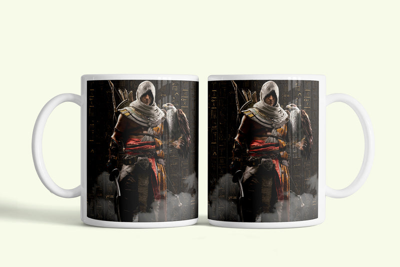 Assassin's Creed bögre Ezióval, fehér kerámia, egyedi nyomtatott mintával